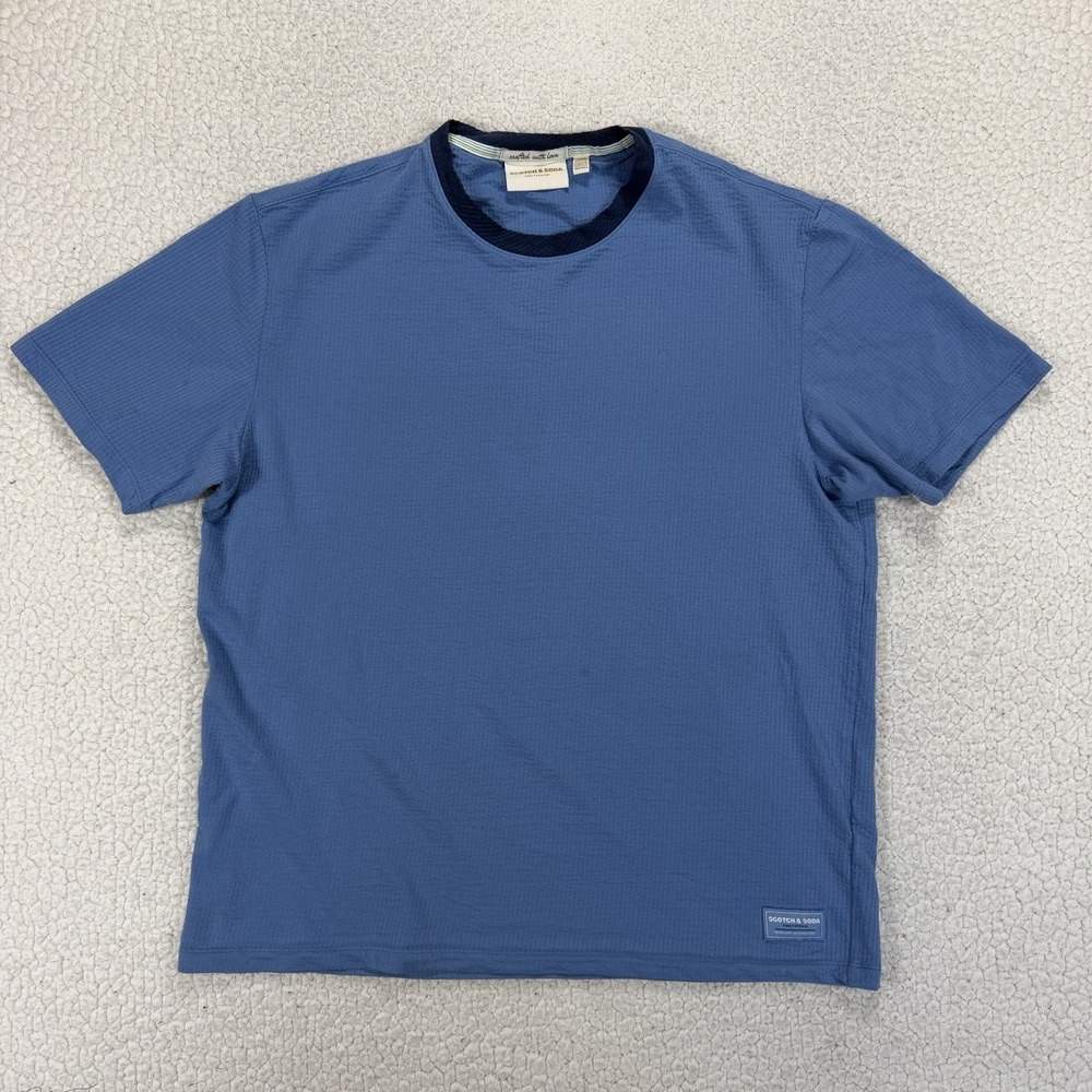 Scotch & Soda Amsterdam T-Shirt Men's L‎ Blue Textured Casual Minimalist